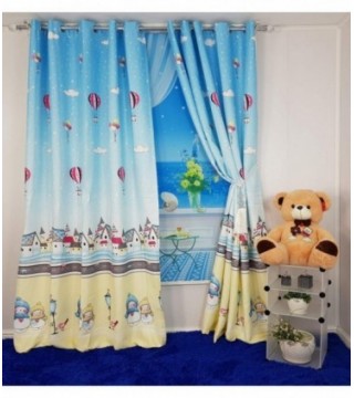 CORTINA 3.40X2.50 CELESTE DISEÑO MUÑECO DE NIEVE