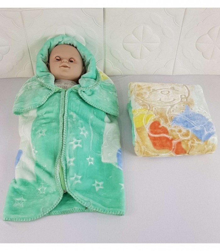 FRAZADITA CON CIERRE PARA BEBE 0.80X0.90 VERDE