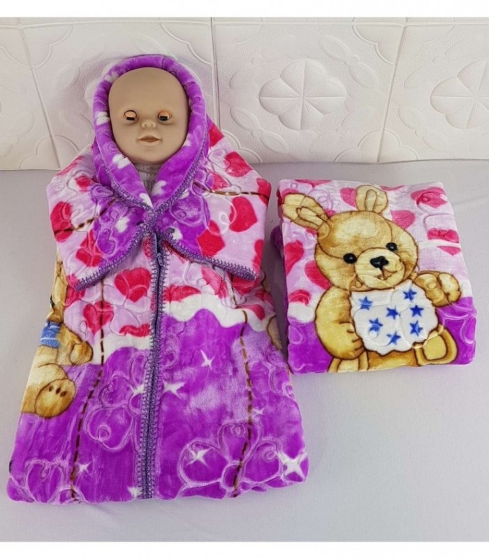 FRAZADITA CON CIERRE PARA BEBE 0.80X0.90 LILA