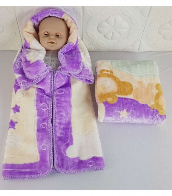 FRAZADITA CON CIERRE PARA BEBE 0.80X0.90 VIOLETA