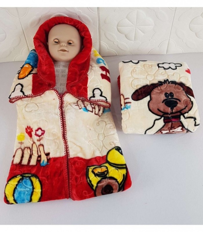 FRAZADITA CON CIERRE PARA BEBE 0.80X0.90 ROJO