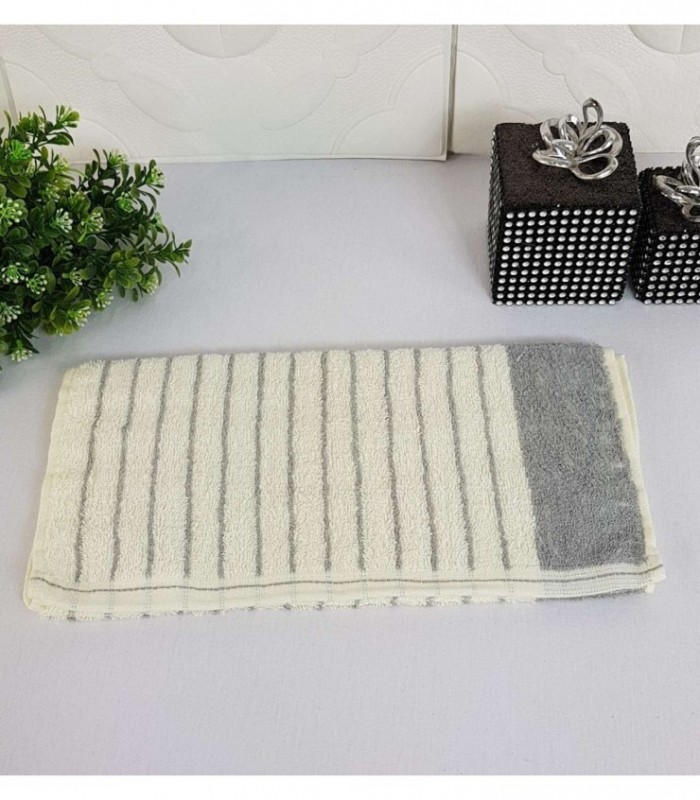 TOALLITA 0.30X0.65 COLOR CREMA CON RAYAS GRIS