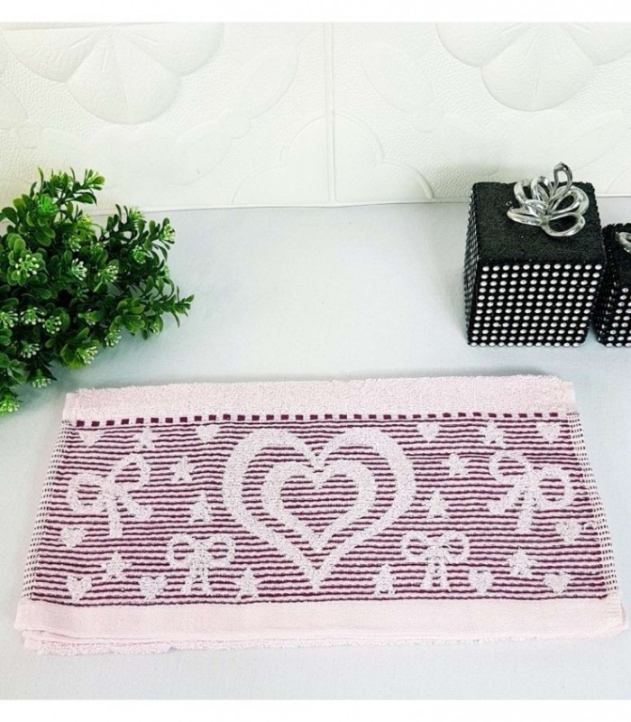 TOALLITA 0.35X0.70 COLOR ROSADO CON DETALLE