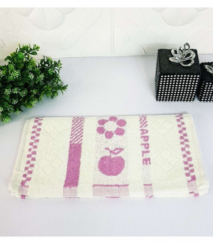 TOALLITA 0.35X0.70 COLOR CREMA CON ROSADO