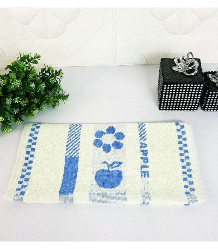 TOALLITA 0.35X0.70 COLOR CREMA CON AZUL