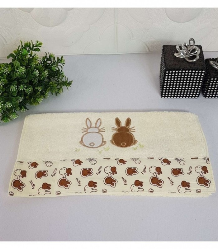 TOALLITA 0.35X0.70 COLOR CREMA CON MARRON