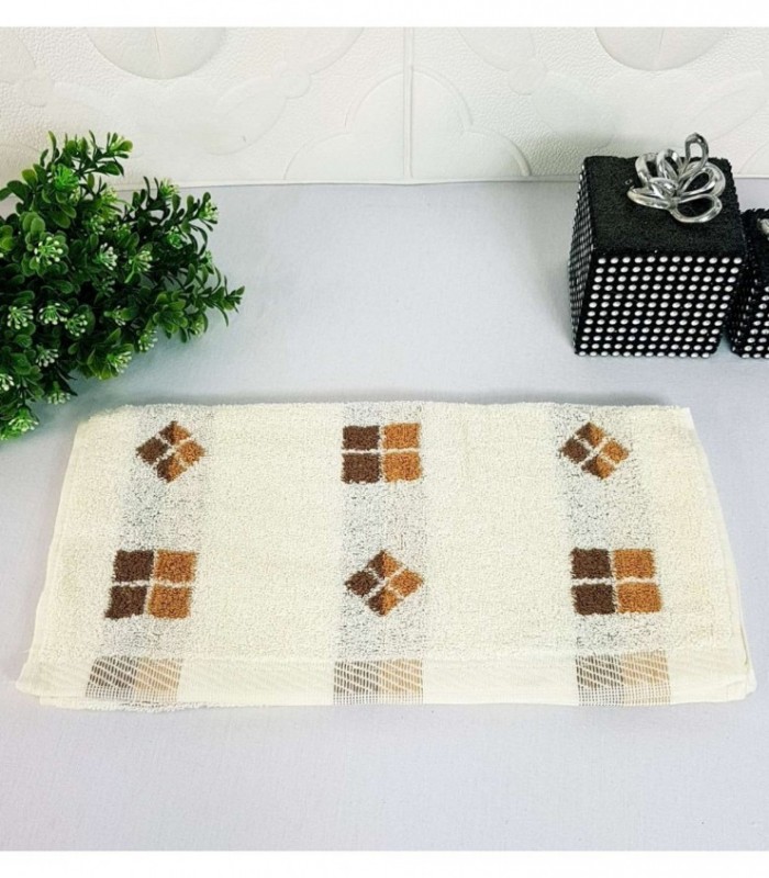TOALLITA 0.35X0.70 COLOR CREMA CON MARRON