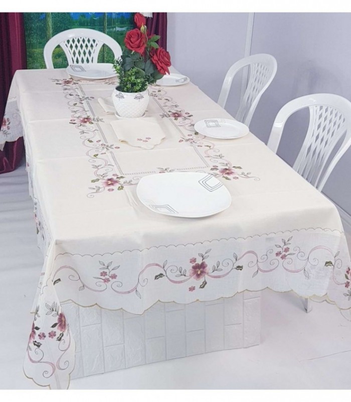 MANTEL 1.40X2.20 BORDADO- INCLUYE 8 SERVILLETAS