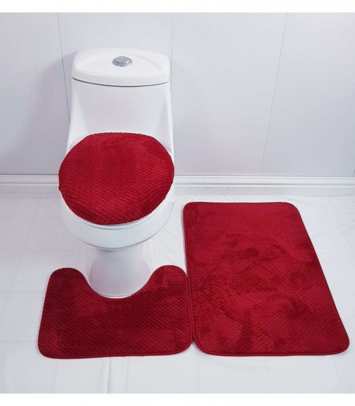 TAPETE PARA BAÑO 3 PIEZAS, COLOR ROJO