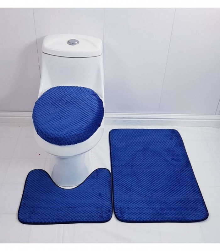 TAPETE PARA BAÑO 3 PIEZAS, COLOR AZUL