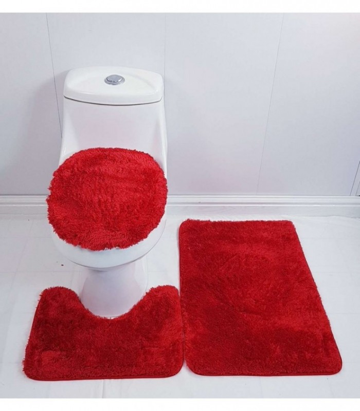 TAPETE PARA BAÑO 3 PIEZAS, COLOR ROJO