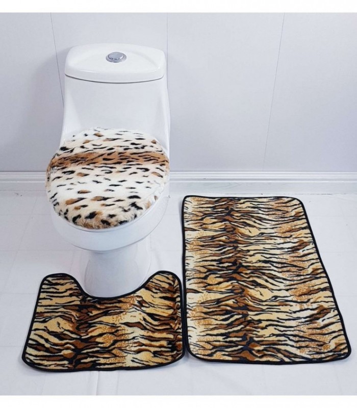 TAPETE PARA BAÑO 3 PIEZAS, COLOR ANIMAL PRINT