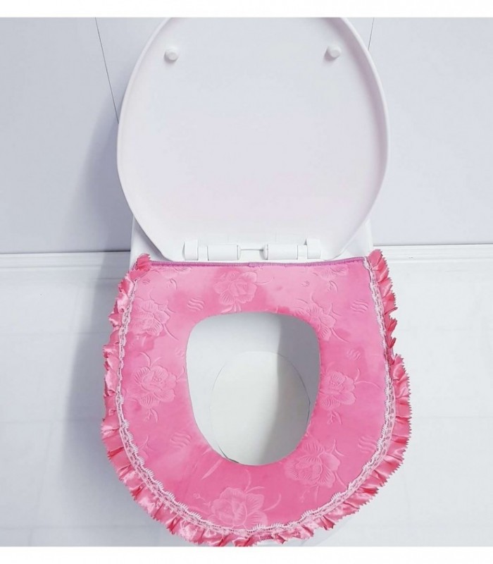 CAPA PARA INODORO CON BOLADO, COLOR ROSADO