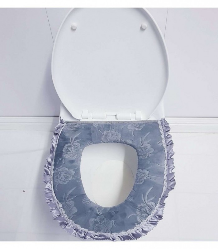 CAPA PARA INODORO CON BOLADO, COLOR GRIS