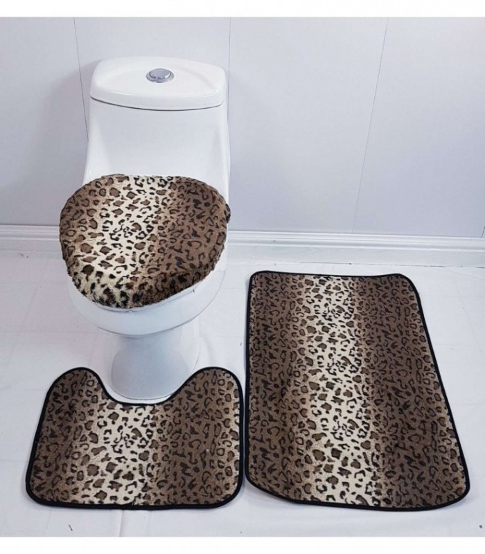 TAPETE PARA BAÑO 3 PIEZAS, COLOR ANIMAL PRINT