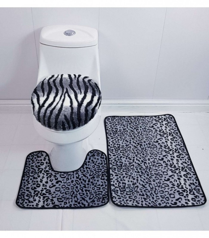 TAPETE PARA BAÑO 3 PIEZAS, COLOR ANIMAL PRINT