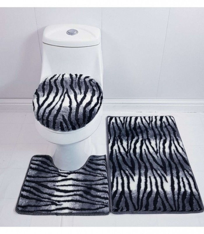 TAPETE PARA BAÑO 3 PIEZAS, COLOR ANIMAL PRINT