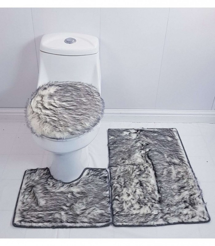 TAPETE PARA BAÑO 3 PIEZAS, COLOR GRIS MATIZADO