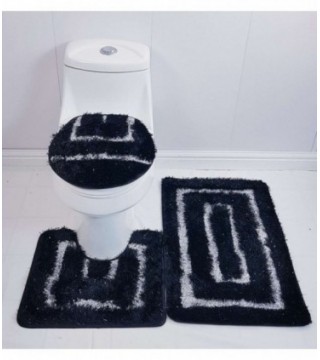 TAPETE PARA BAÑO 3 PIEZAS, COLOR NEGRO CON BRILLO