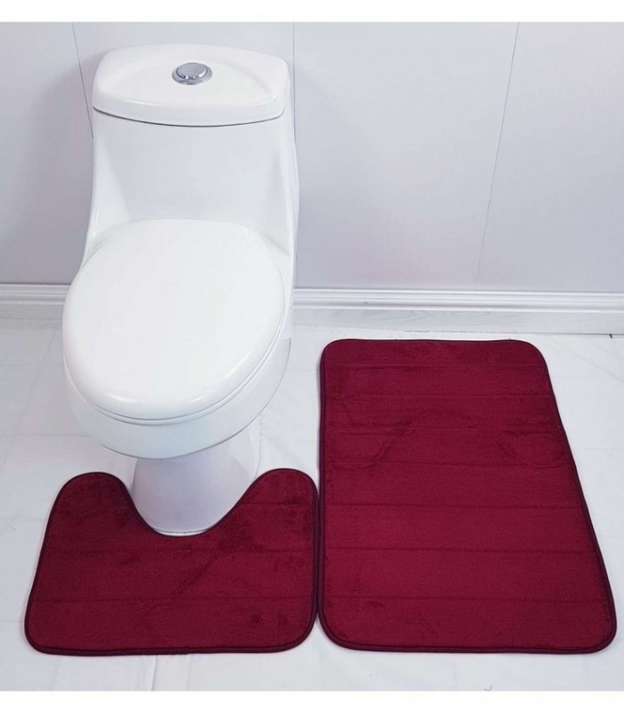 TAPETE PARA BAÑO 2 PIEZAS, COLOR BORDO