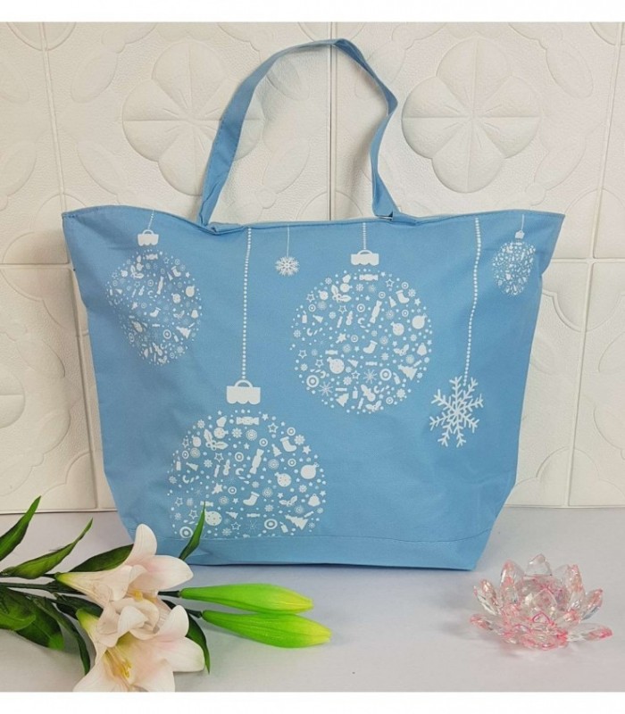 BOLSO KAMAMYA 0.40X0.50 COLOR CELESTE CON DISEÑO