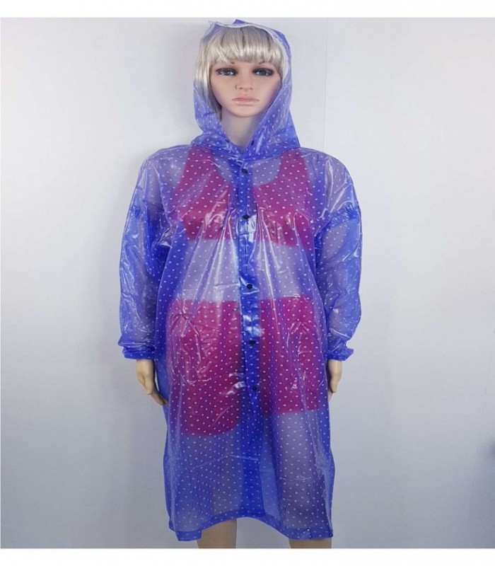CAPA PARA LLUVIA FEMENINO- COLOR AZUL A MOTAS