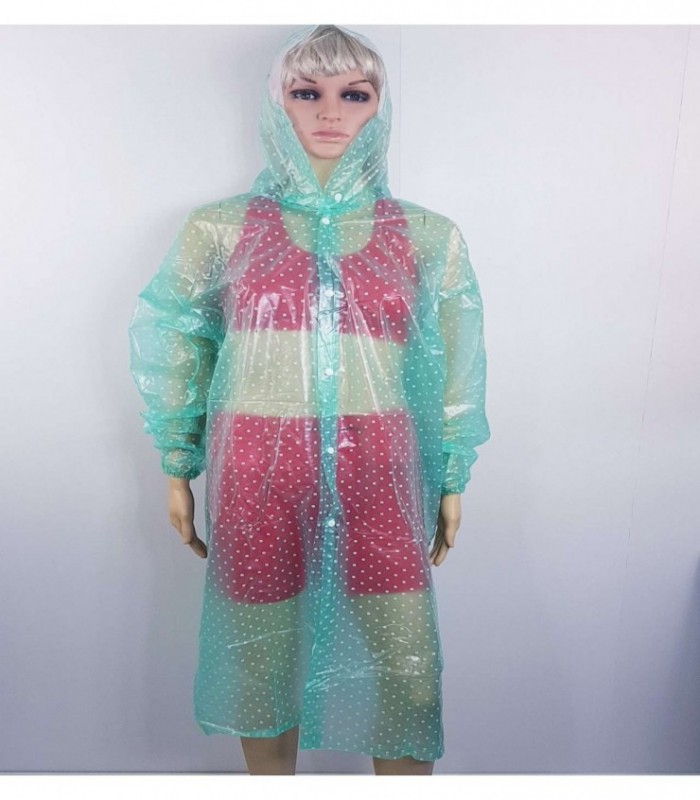 CAPA PARA LLUVIA FEMENINO- COLOR VERDE A MOTAS