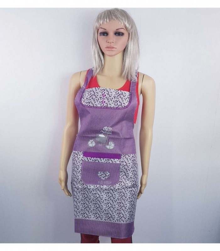 DELANTAL COLOR LILA ESTAMPADO