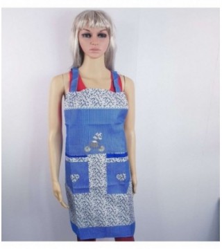 DELANTAL COLOR AZUL CON BLANCO ESTAMPADO