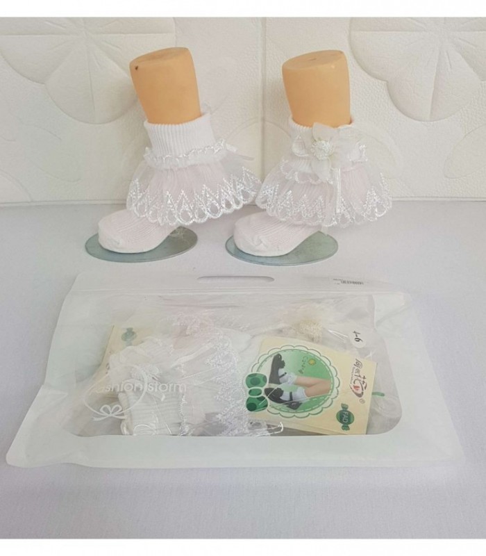 MEDIA CON ENCAJE 4-6 AÑOS COLOR BLANCO