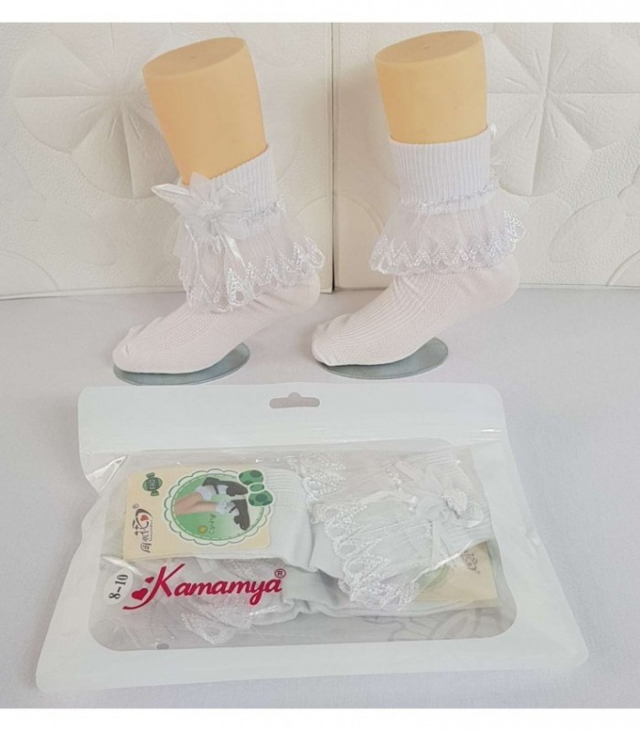 MEDIA CON ENCAJE 8-10 AÑOS COLOR BLANCO