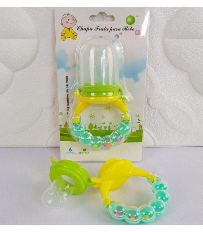 CHUPA FRUTA CON SONAJERO PARA BEBE