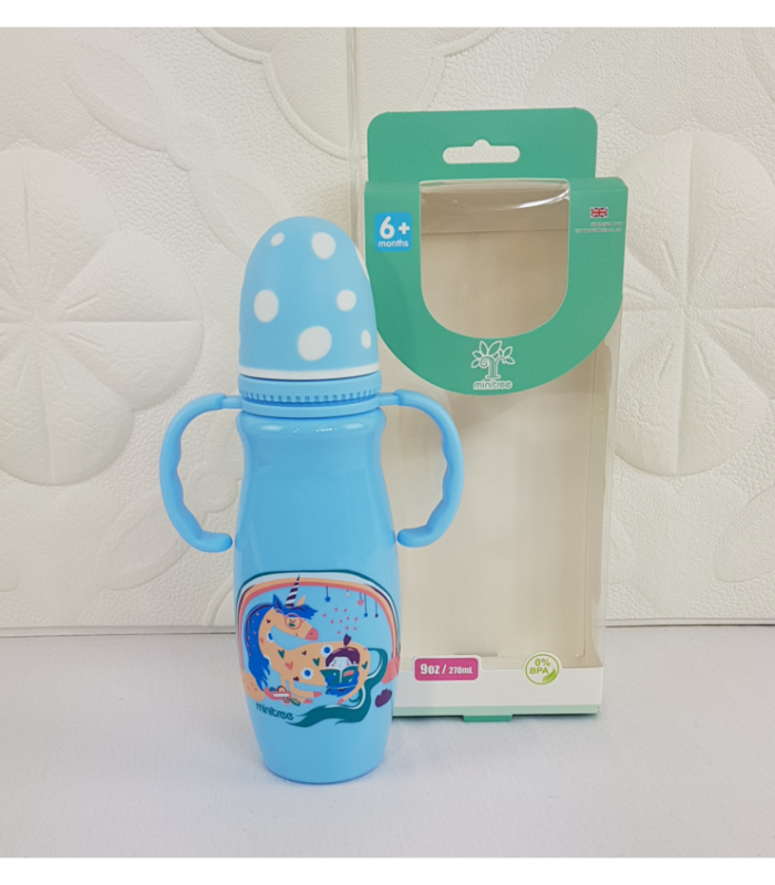 MAMADERA 270 ML COLOR CELESTE CON DISEÑO