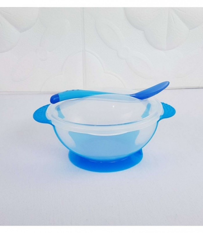 PLATO CON CUCHARITA PARA BEBE - COLOR AZUL