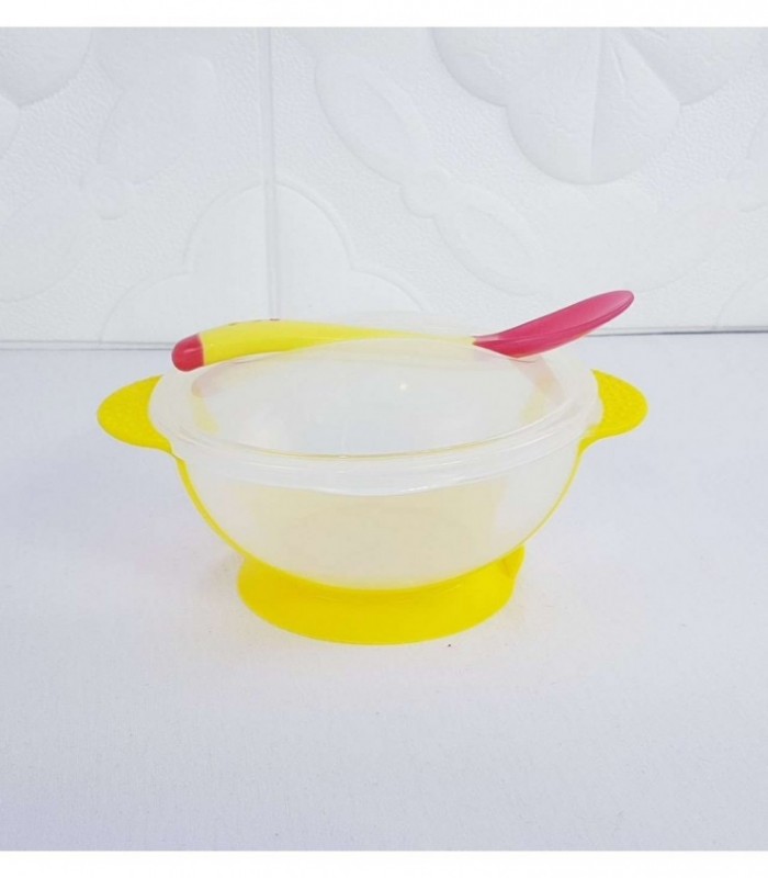PLATO CON CUCHARITA PARA BEBE - COLOR AMARILLO