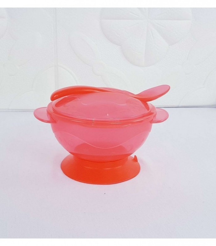 PLATO CON CUCHARITA PARA BEBE - COLOR ROJO
