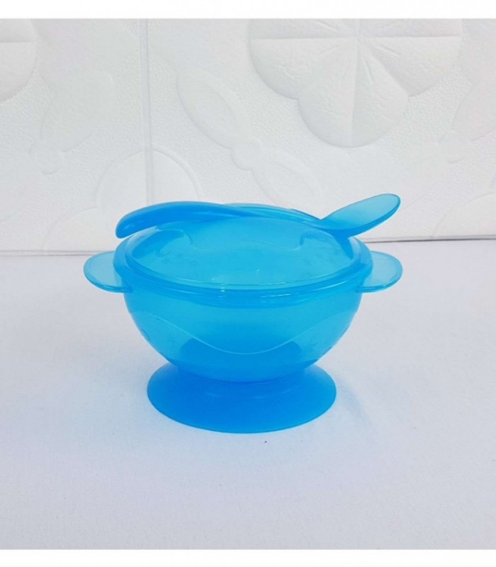 PLATO CON CUCHARITA PARA BEBE - COLOR AZUL