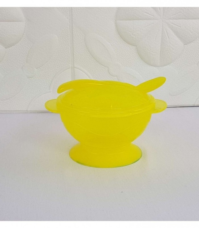 PLATO CON CUCHARITA PARA BEBE - COLOR AMARILLO