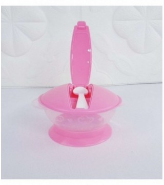 PLATO CON CUCHARITA PARA BEBE - COLOR ROSA