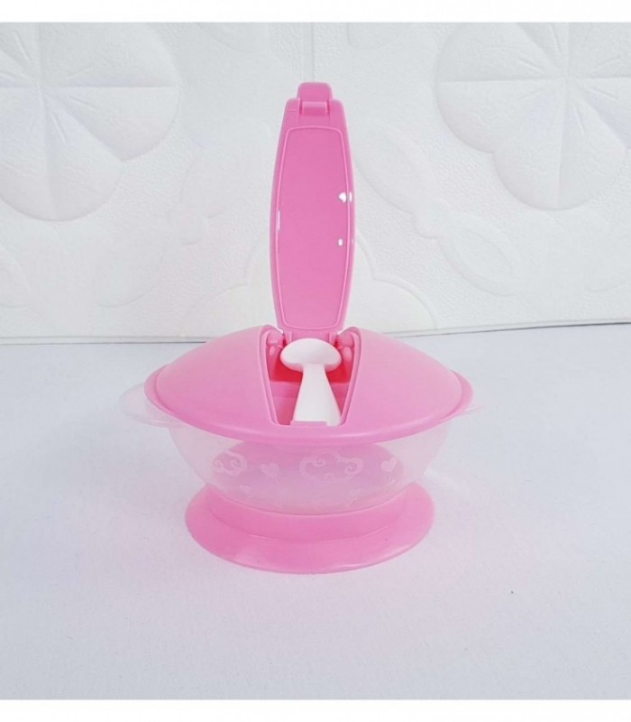 PLATO CON CUCHARITA PARA BEBE - COLOR ROSA