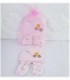 KIT DE GORRA Y GUANTE PARA BEBE - COLOR ROSADO