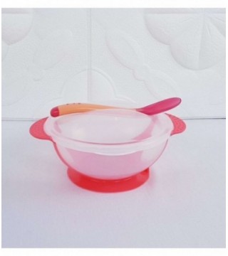PLATO CON CUCHARITA PARA BEBE - COLOR ROJO