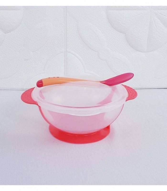 PLATO CON CUCHARITA PARA BEBE - COLOR ROJO