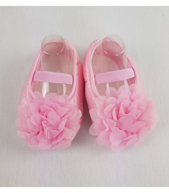 ZAPATITO CON FLOR PARA BEBE - COLOR ROSADA