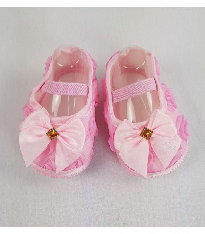 ZAPATITO CON MOÑO PARA BEBE - COLOR ROSADA