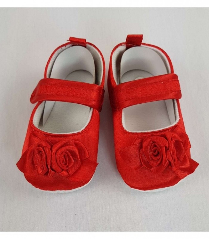 ZAPATITO PARA BEBE - COLOR ROJO CON FLORES