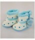 BOTITA CON PELO PARA BEBE - COLOR CELESTE A MOTAS