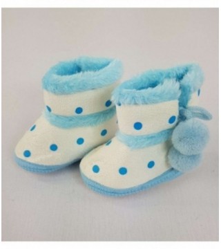 BOTITA CON PELO PARA BEBE - COLOR CELESTE A MOTAS