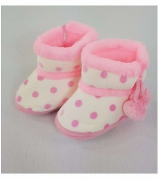 BOTITA CON PELO PARA BEBE - COLOR ROSADO A MOTAS