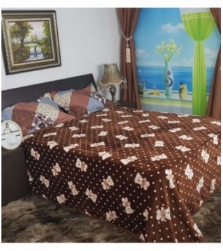 MANTA 1.80X2.10 MARRON OSCURO CON DISEÑO DE OSITO